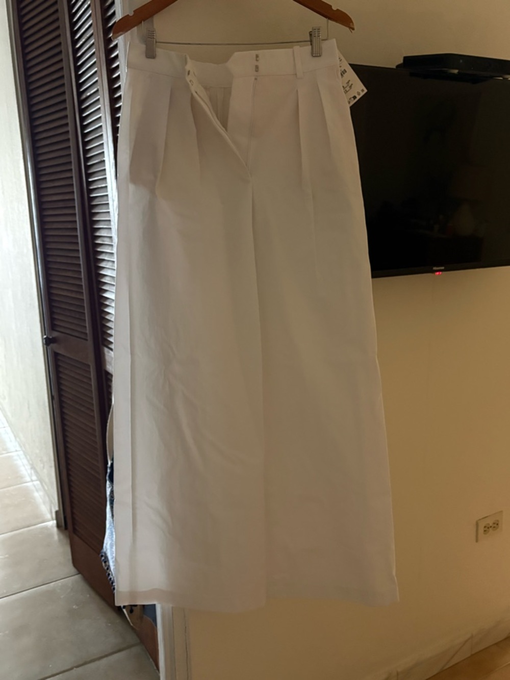 Zara White Wide Leg High-Rise Pants